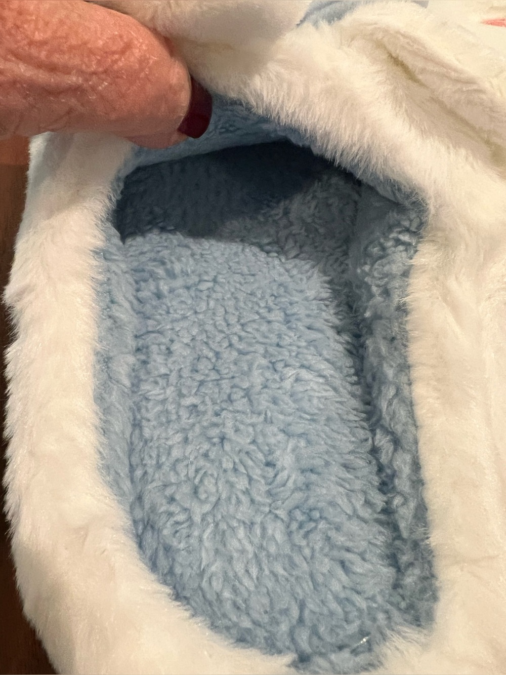 Plush NEW Bunny Bow Blue & White Slippers - Picture 3 of 9